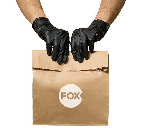 Hands with a delivery bag